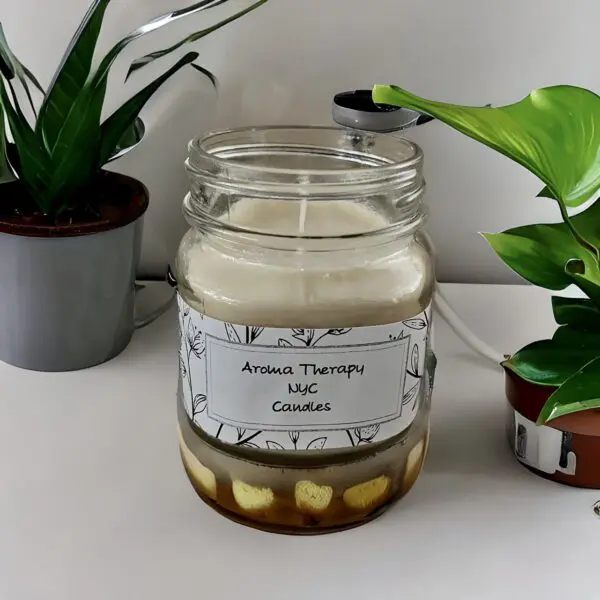 Scented candle in a jar on the display of the website