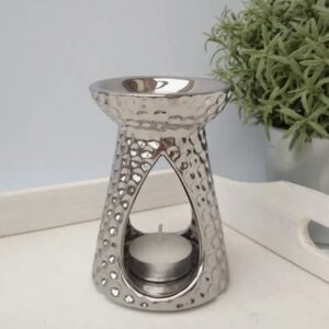 Silver High Wax Warmer With a Candle Insider